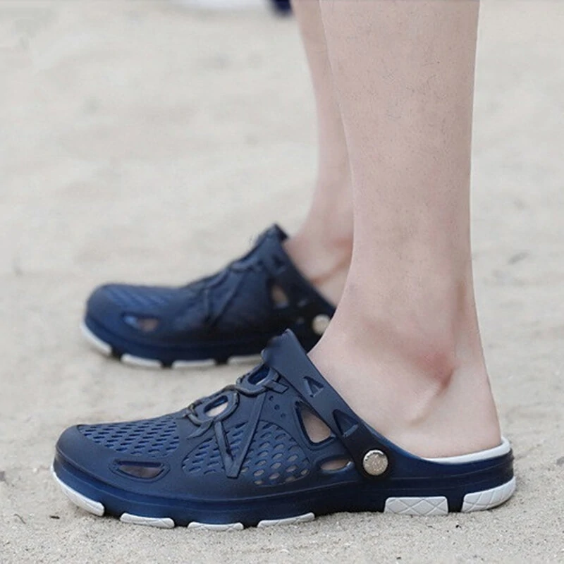 (image for) HEMU Men's Slippers Non-Slip Quick Drying Breathable Waterproof Deodorant Fashion Sports Casual Sandals